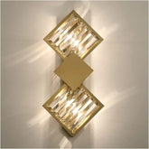 Crystal Golden Brass Double Wall Lamp