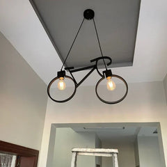 Black-bicycle-shaped-hanging-light-fixture 