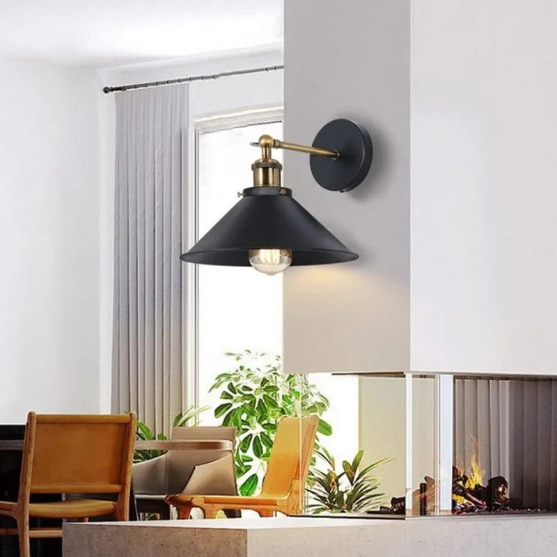 Black-hut-wall-light-with-movable-arm

