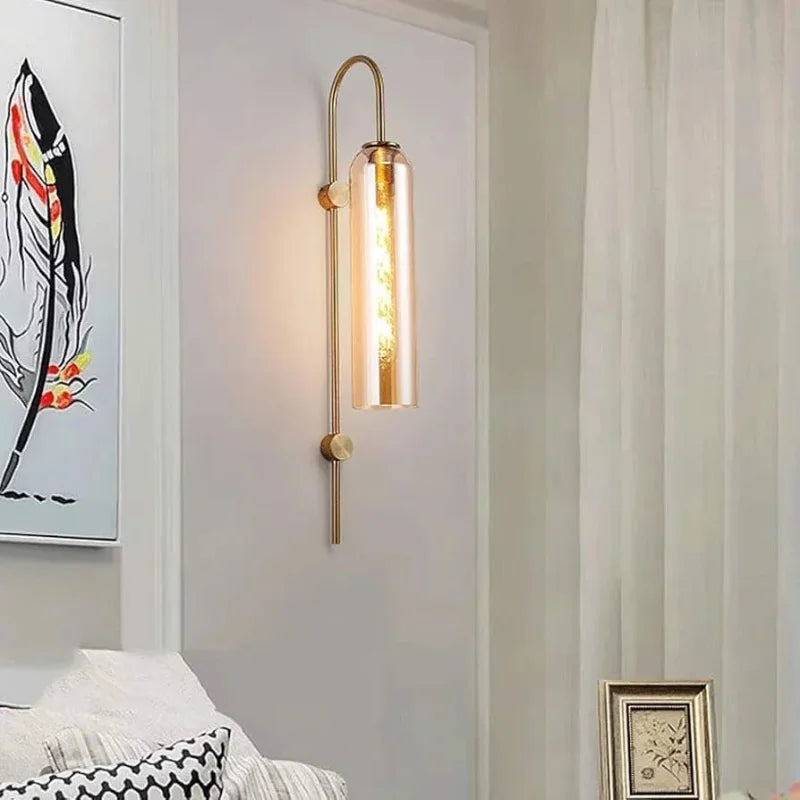 Champagne-Elegant-Glass-Wall- Sconce-Lamp