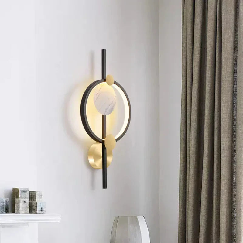 Decorative-modern-wall-lighting-with-marble-accent

