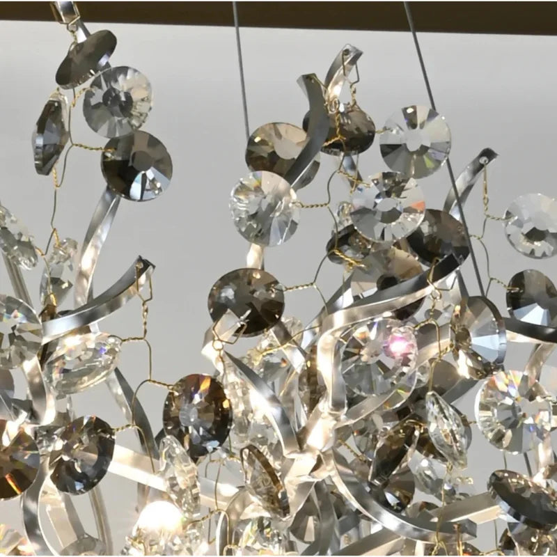 Elegant-ceiling-chandelier-featuring-grey-crystals-and-silver-branches.