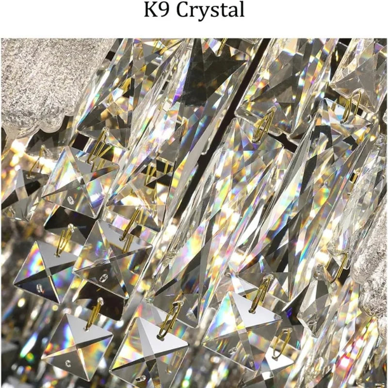 Gold-frame-crystal-chandelier-ceiling-light