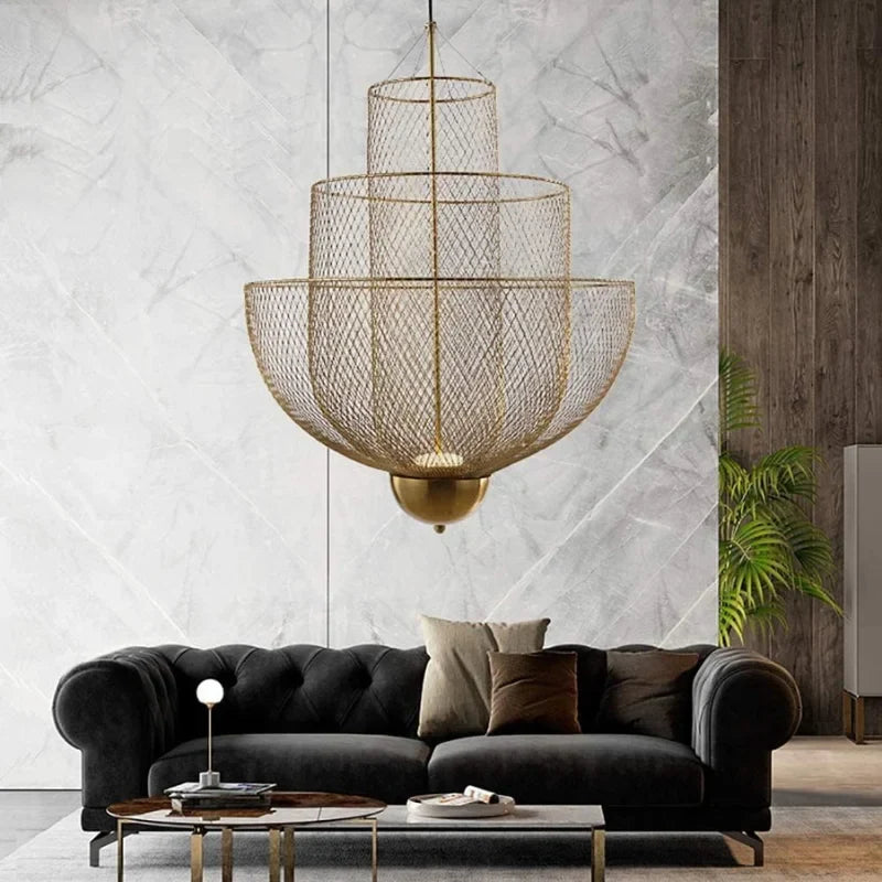 Luxury-golden-mesh-ceiling-light 