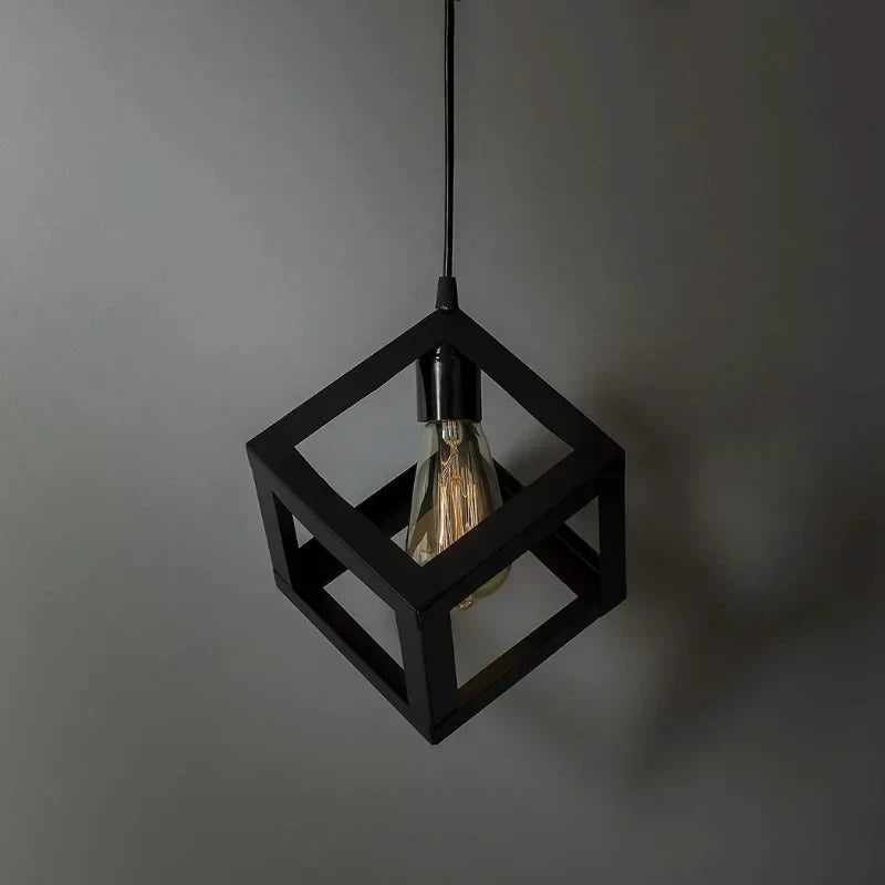 Modern-cube-pendant-light-with-exposed-bulb