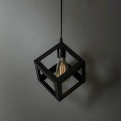 Modern-cube-pendant-light-with-exposed-bulb