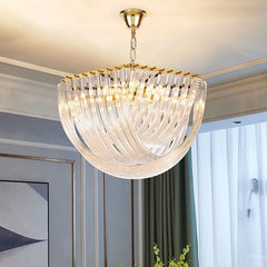 Modern-gold-chandelier-with-crystal-drops