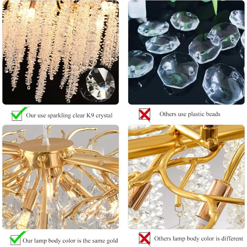 Modern-gold-chandelier-with-hanging-crystals