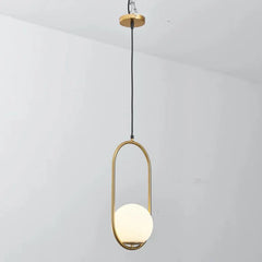 Oval-shape-hanging-lamp-with-gold-frame