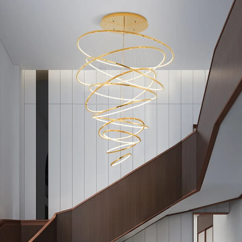 Ring-spiral-chandelier-in-Pakistani-staircase
