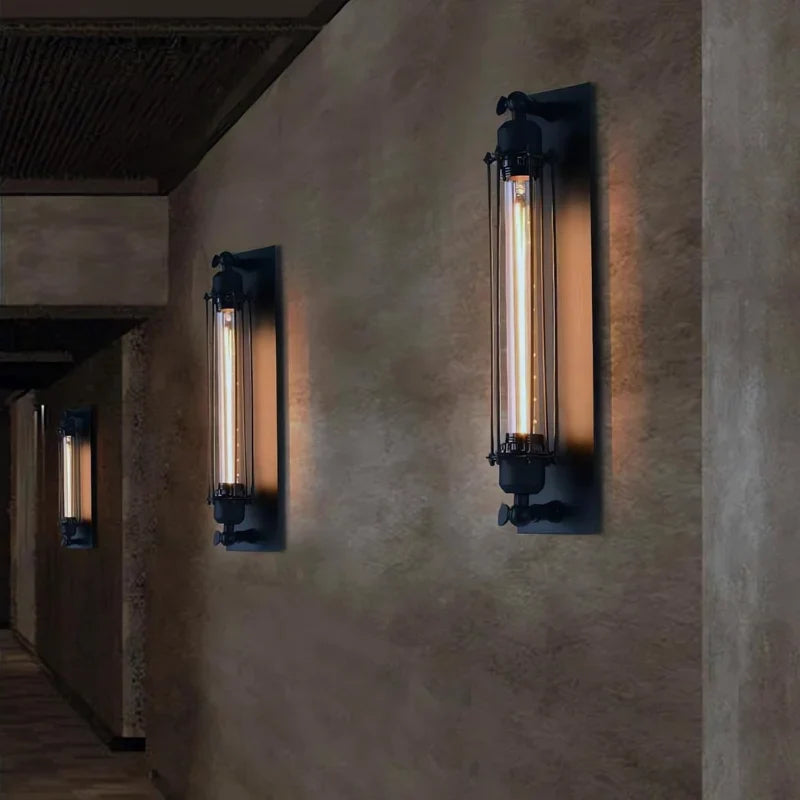 Rustic-style-metal-wall-sconce-with-warm-bulb

