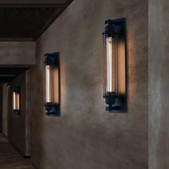 Rustic-style-metal-wall-sconce-with-warm-bulb

