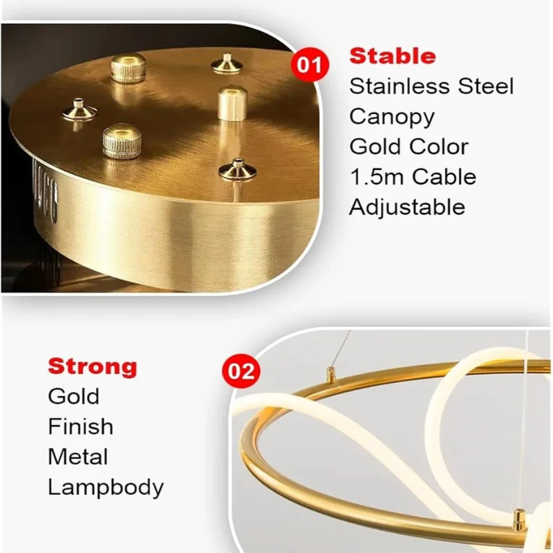 Scandinavian-gold-LED-chandelier-in-living-room