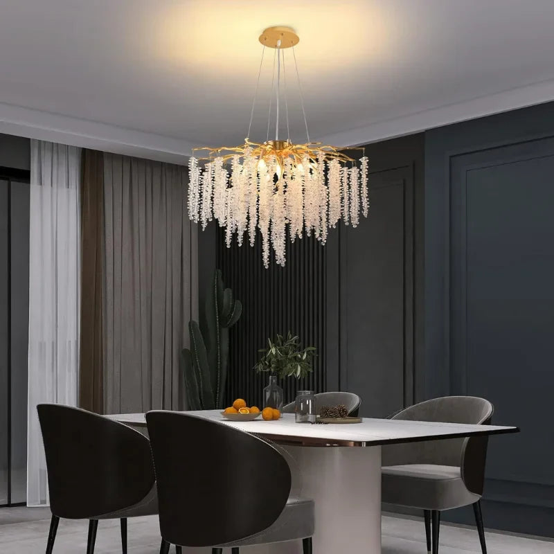 Modern Crystal Chandelier with Beaded Design