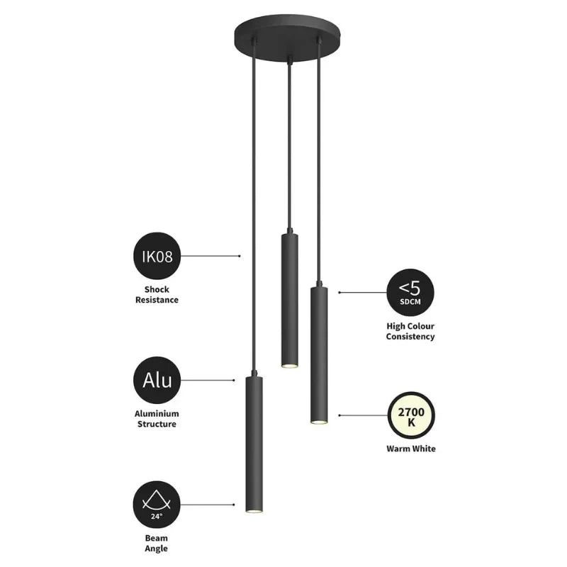 Vertical-tube-LED-lights-hanging-from-round-ceiling-base